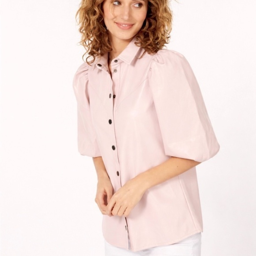Esqualo Baby Pink Puffed Shoulder Blouse